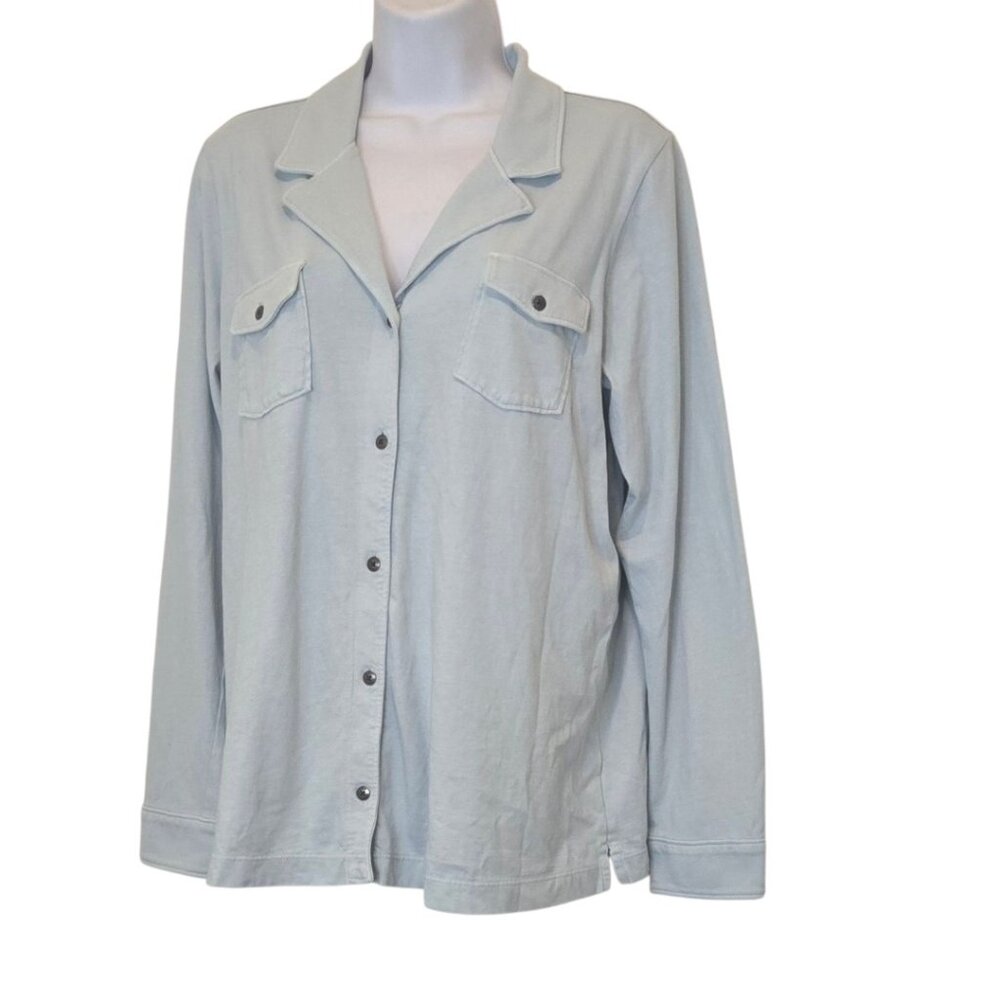 J. Jill Cotton Knit Camp Shirt Sz M Button Front
